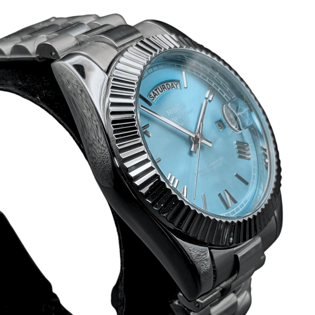 Nibosi Day-Date Silver Lightblue