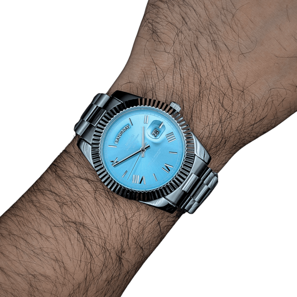 Nibosi Day-Date Silver Lightblue