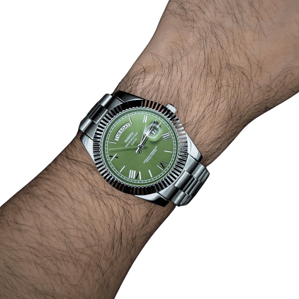 Nibosi Day-Date Silver Green