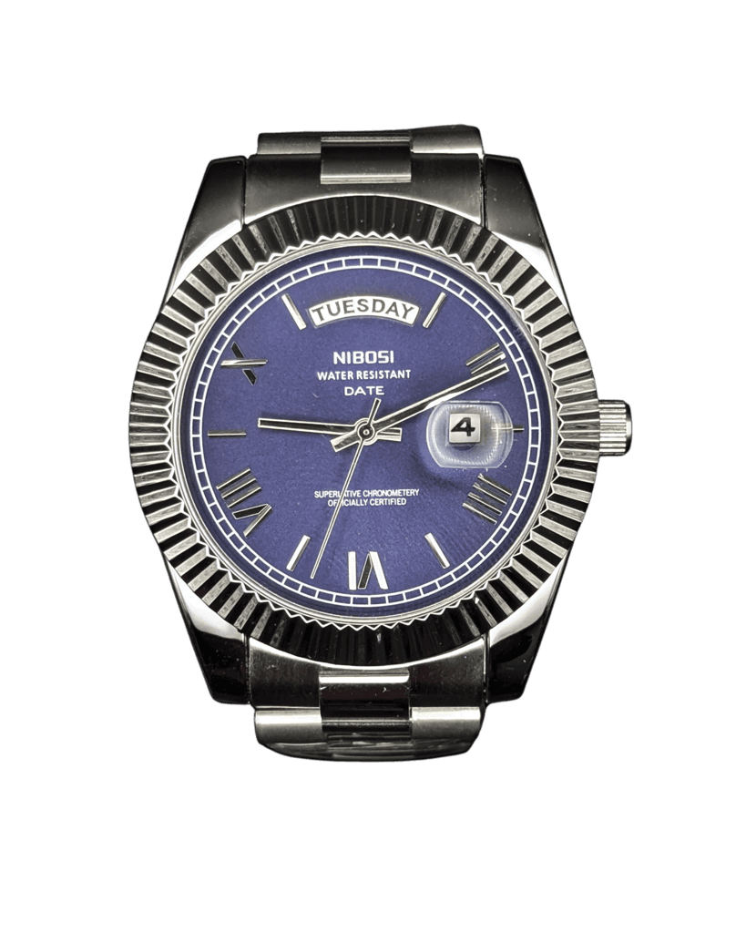 Nibosi Day-Date Silver Blue