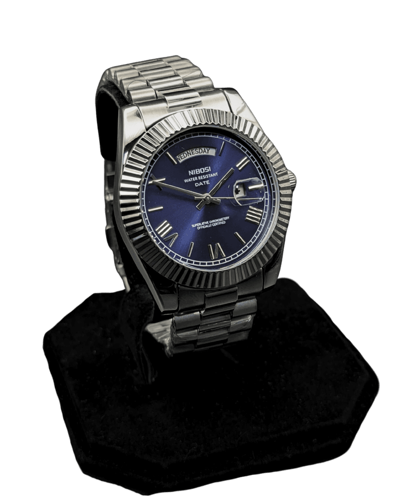 Nibosi Day-Date Silver Blue