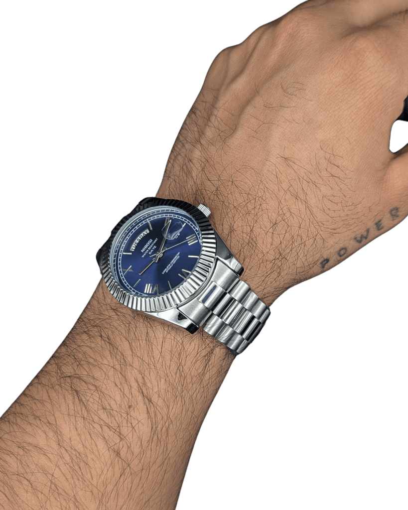 Nibosi Day-Date Silver Blue