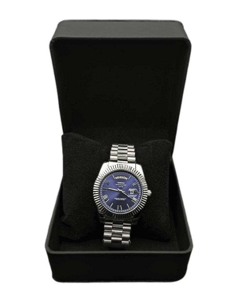 Nibosi Day-Date Silver Blue