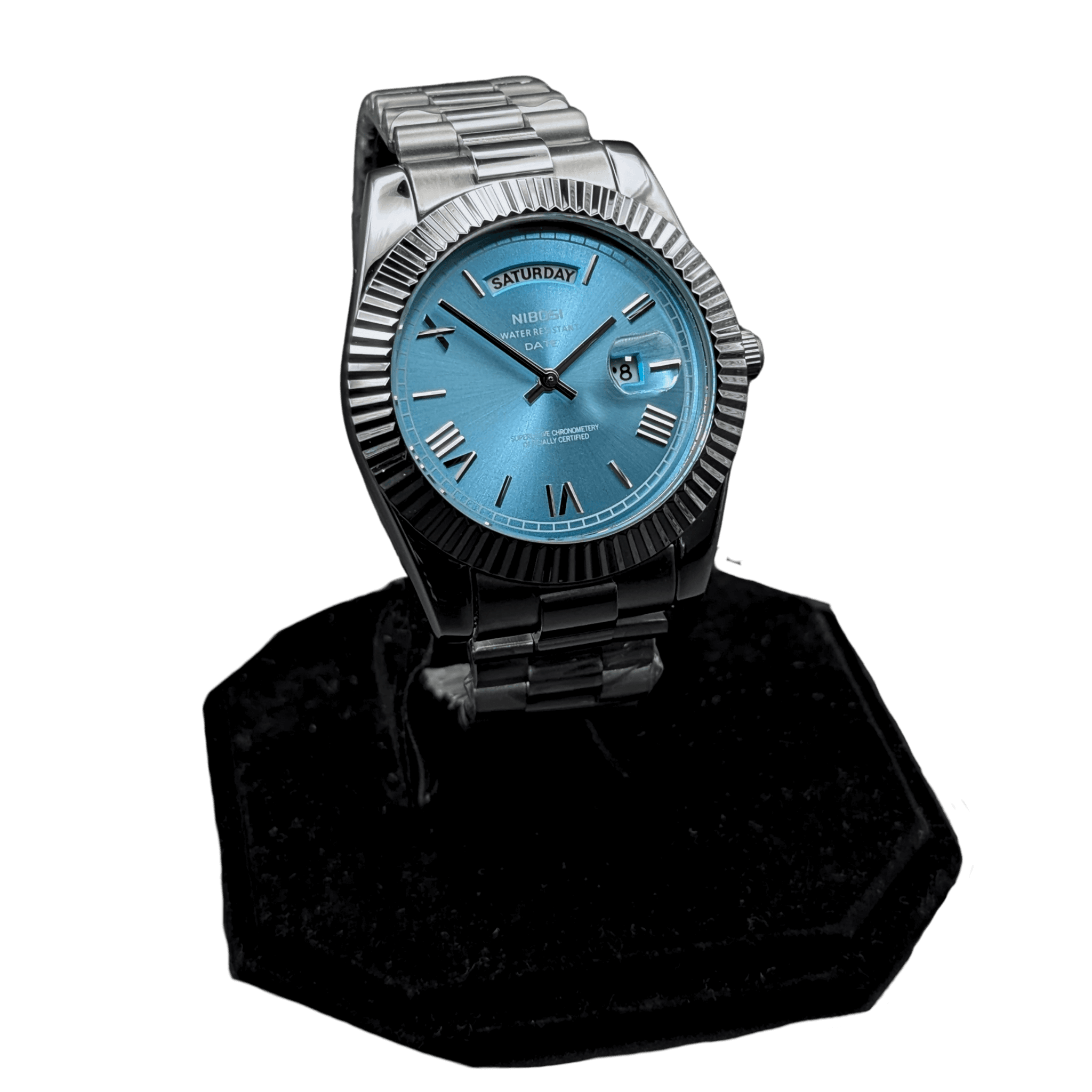 Nibosi Day-Date Silver Lightblue