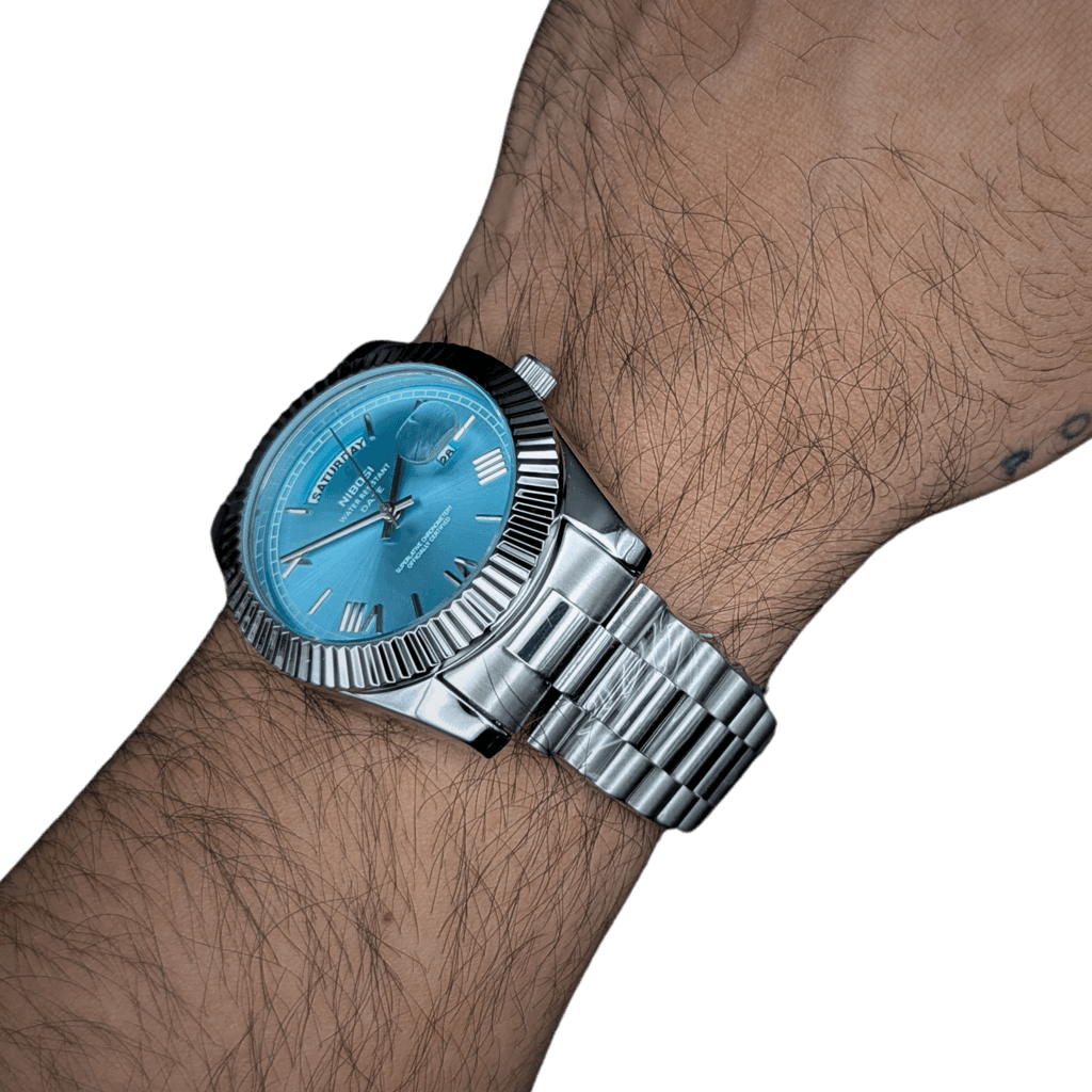 Nibosi Day-Date Silver Lightblue