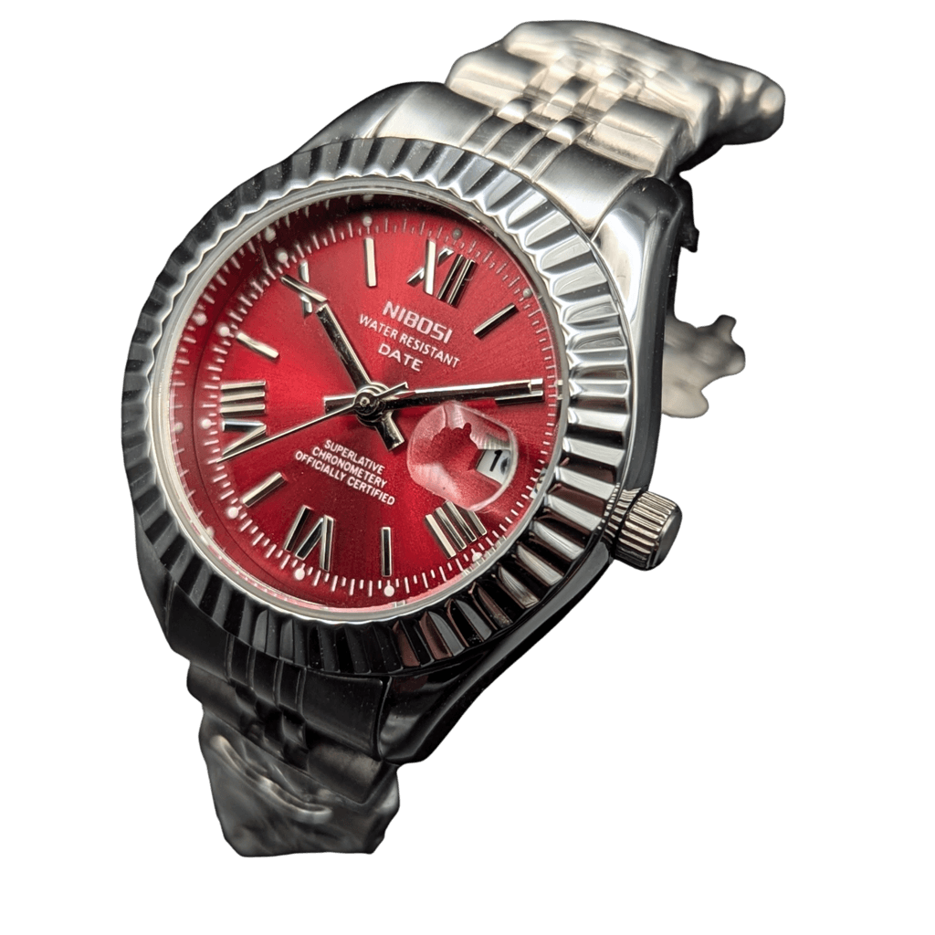 Nibosi Day-Date Silver Red | Damas